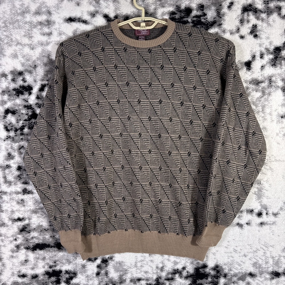 Vintage Cambridge Classics Sweater Mens Size Large Geometric Grandpacore Wool